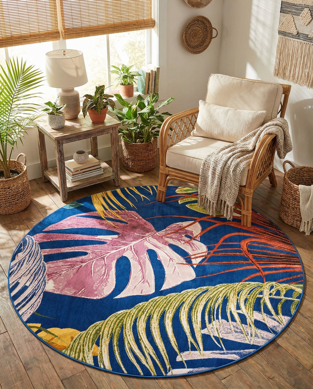 Meadow Breeze Collection Area Rug -  Clover Round Multi  lifestyle 75