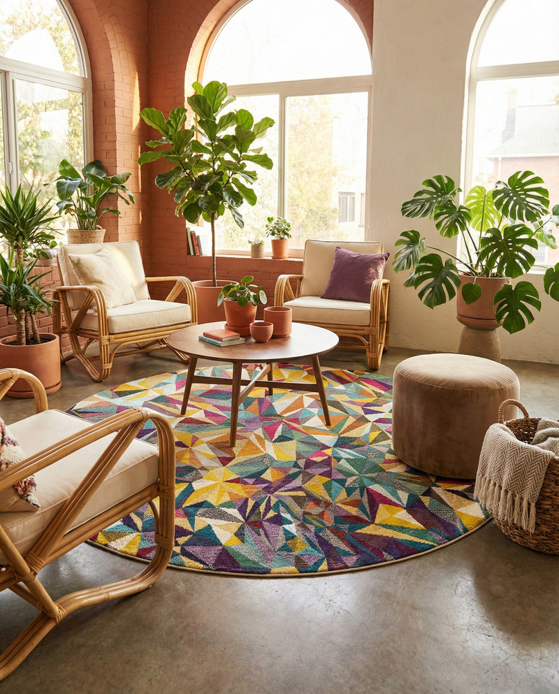 Marrakesh Elegance Collection Area Rug -  Toubkal Round Multi  lifestyle 32