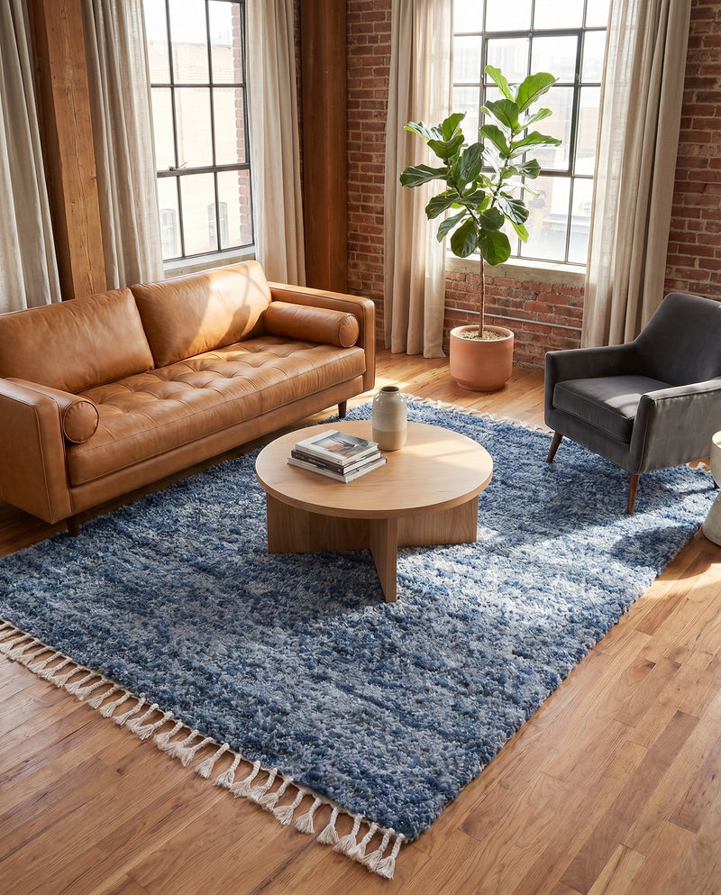 Cozy Cove Shag Collection Area Rug -  Harbor Rectangle Blue  lifestyle 40