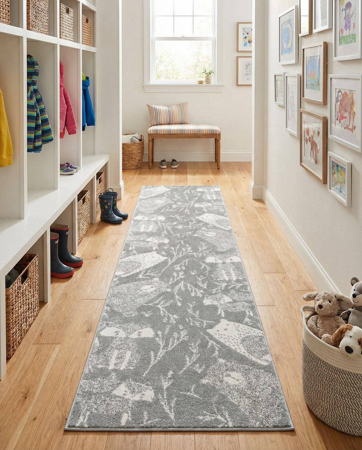 Wonder Tykes Collection Area Rug -  Quirky Runner Gray  lifestyle 95
