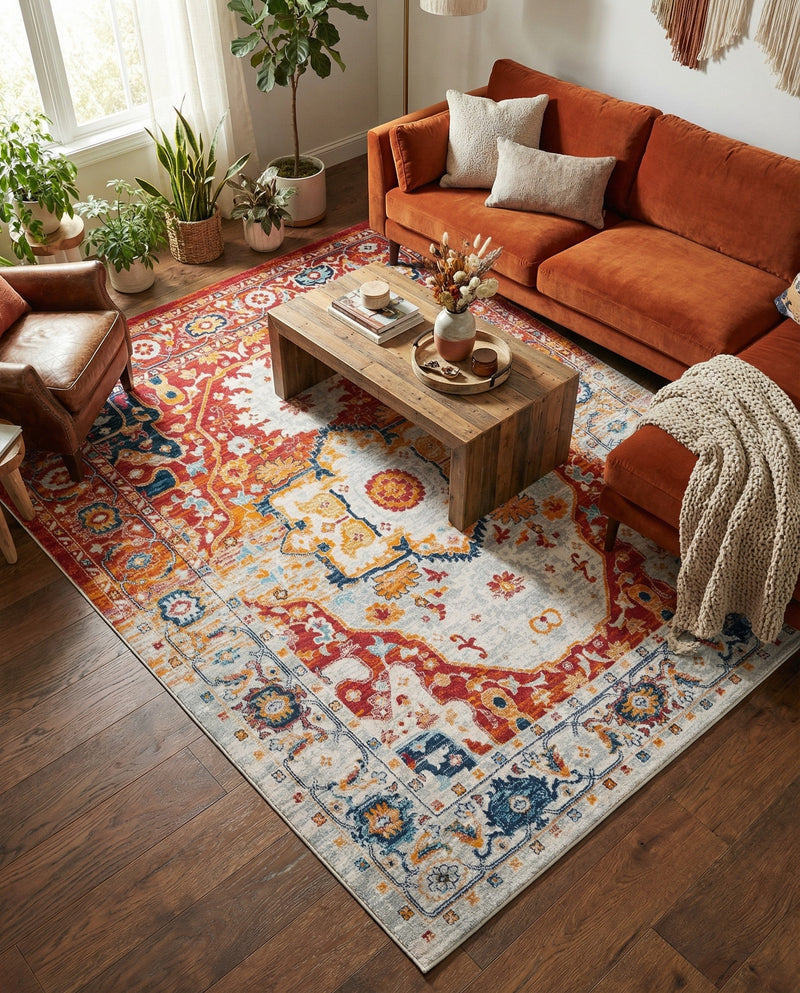 Parisian Elegance Collection Area Rug - Versailles (Rust Red) Rectangle Rust Red  lifestyle 15