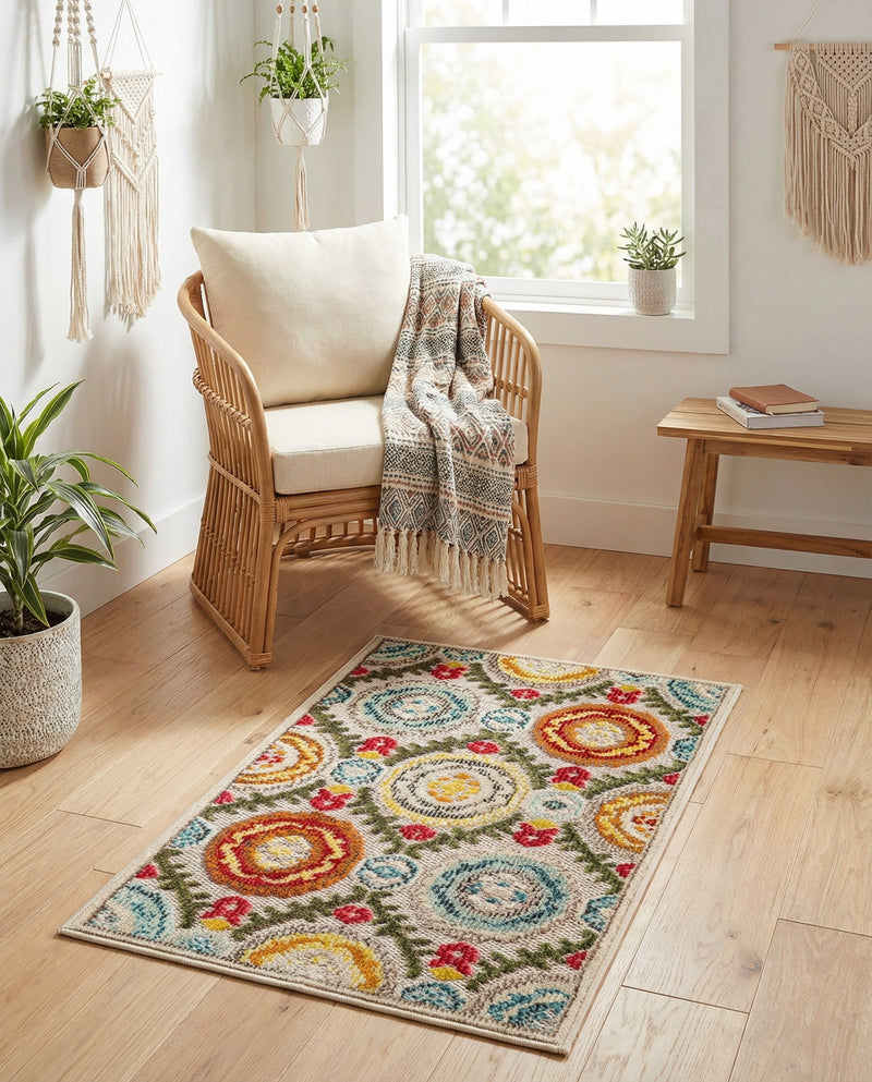 Outdoor Marrakesh Collection Area Rug -  Asilah Rectangle Ivory Beige  lifestyle 44