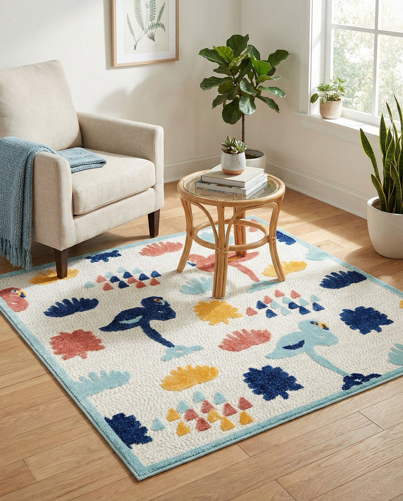 Caribbean Terrace Collection Area Rug -  StLucia Square White  lifestyle 58