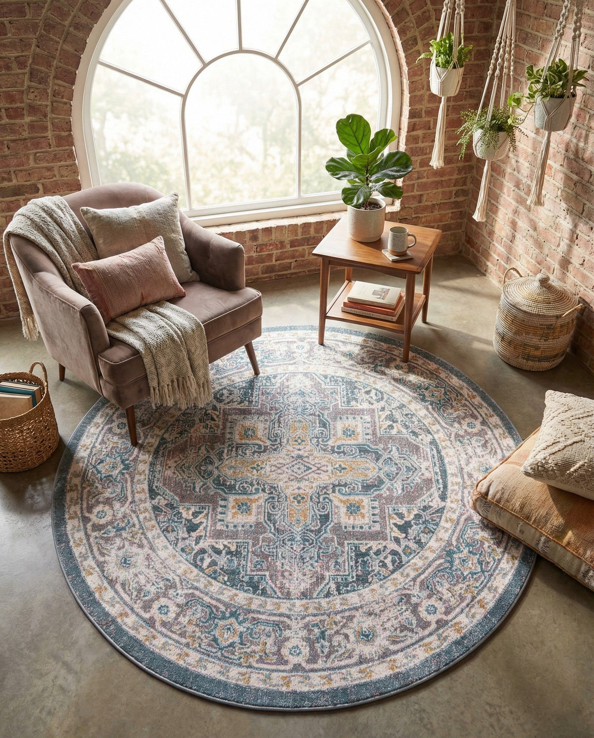 Caribbean Breeze Collection Area Rug -  Andros Round Gray  lifestyle 158