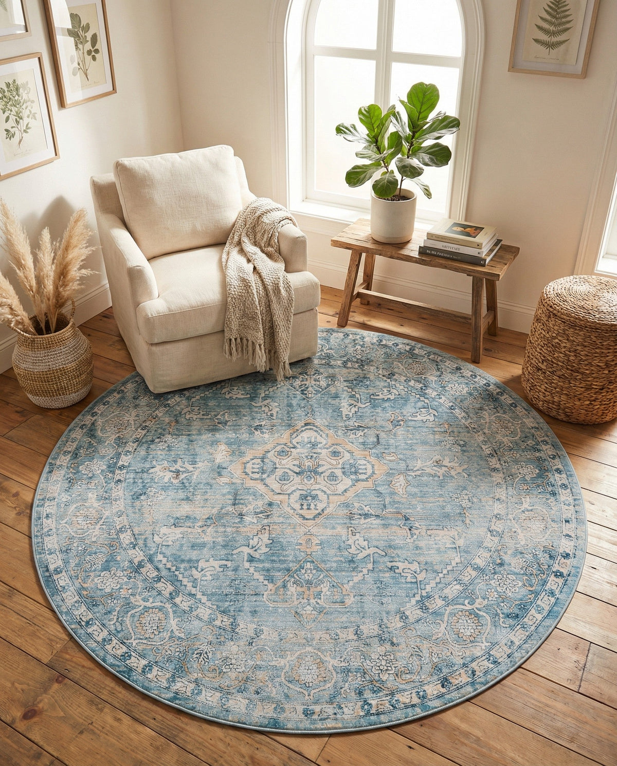 Coastal Haven Collection Area Rug -  Marina Round Blue  lifestyle 91