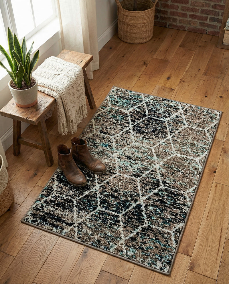 Trellis Mosaic Collection Area Rug - Arborville (Blue Multi) Rectangle Blue Multi  lifestyle 15