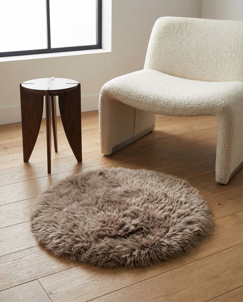 Lambskin Haven Collection Area Rug - Fleeceville Round Beige  lifestyle 31