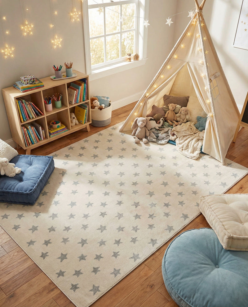 Wonder Tykes Collection Area Rug -  Mosaic Rectangle Daisy White  lifestyle 43