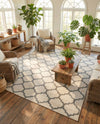 Lattice Gardens Collection Area Rug -  Bloomfield (Beige and Gray) Square Beige and Gray  lifestyle 38