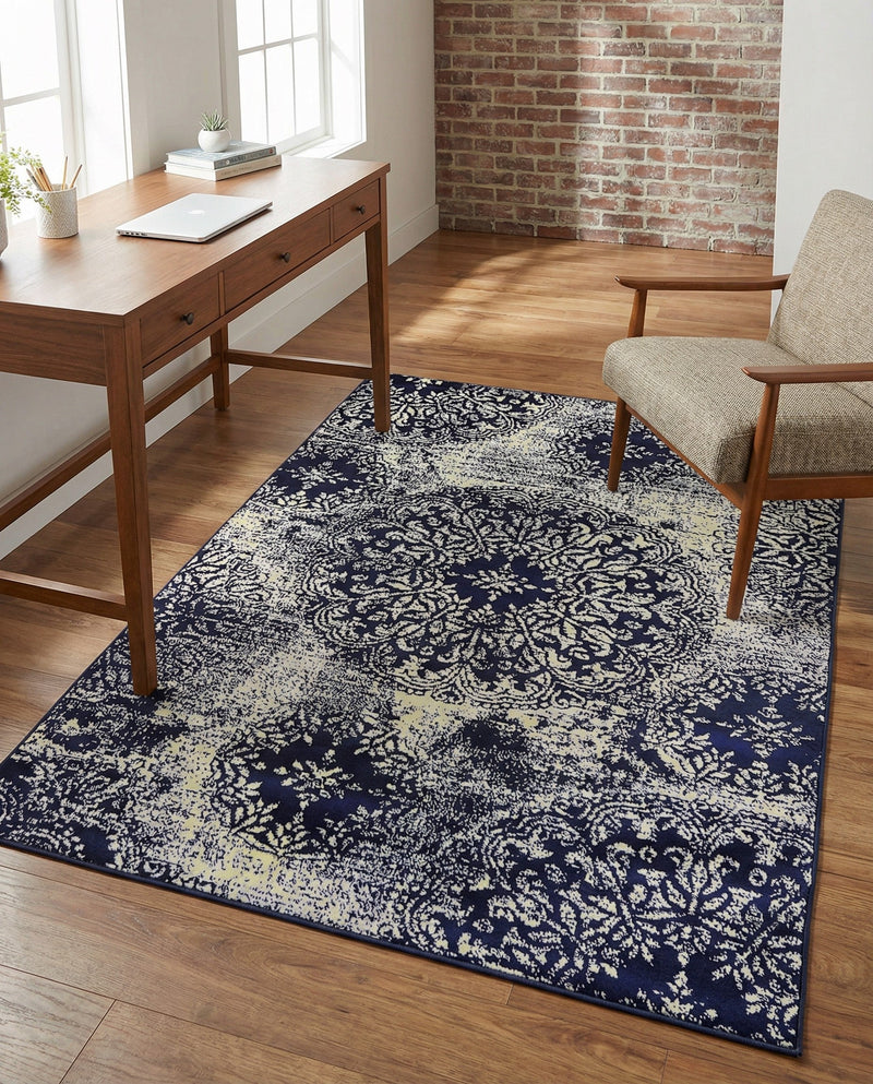 Riviera Elegance Collection Area Rug -  Monaco (Navy Blue) Rectangle Navy Blue  lifestyle 23