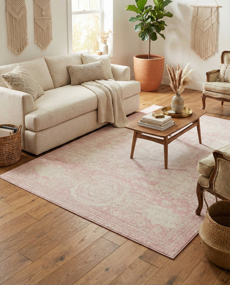 Dover Terrace Collection Area Rug -  Lagoon (Pink) Rectangle Pink  lifestyle 11
