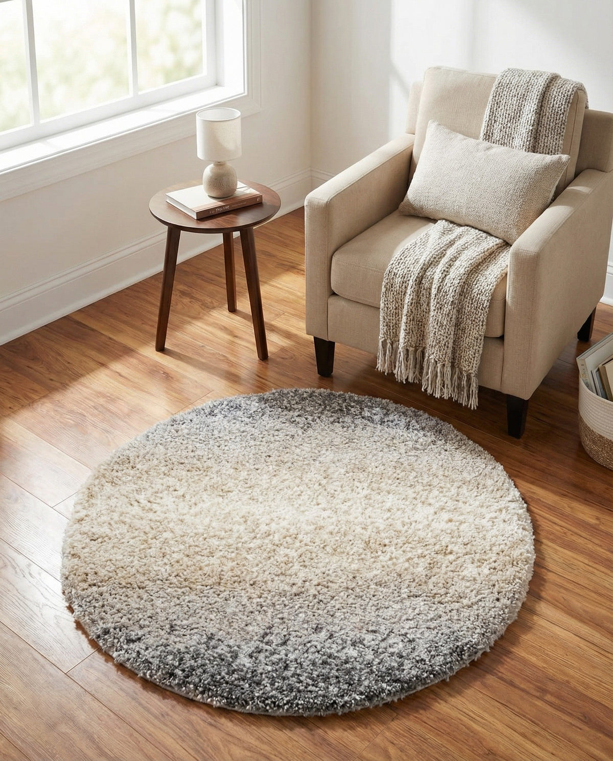 Cozy Cove Shag Collection Area Rug -  Lagoon Round Gray  lifestyle 91