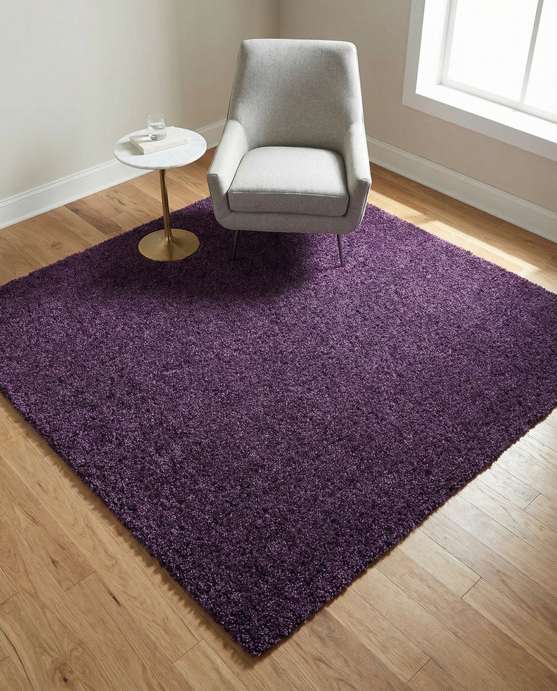 Solid Shag Seaside Collection Area Rug - Azure Cove (Violet) Square Violet  lifestyle 37