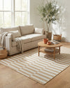 Seaside Stripes Collection Area Rug - Cabana (Taupe) Rectangle Taupe  lifestyle 33