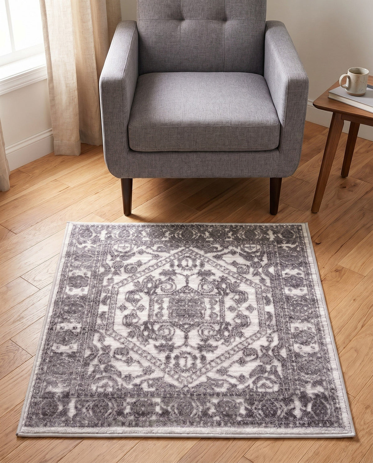 Charleston Elegance Collection Area Rug - Harborview Square White  lifestyle 206