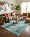 Chateau Elegance Collection Area Rug -  Louvre Rectangle Light Blue  lifestyle 72