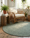 Highland Woven Jute Collection Area Rug - Glenmore (Green) Round Green  lifestyle 45