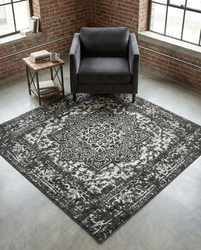 Georgetown Rugs Collection Area Rug - Dupont (Dark Gray) Square Dark Gray  lifestyle 69