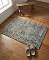 Savannah Threads Collection Area Rug - Tybee Rectangle Teal blue  lifestyle 13