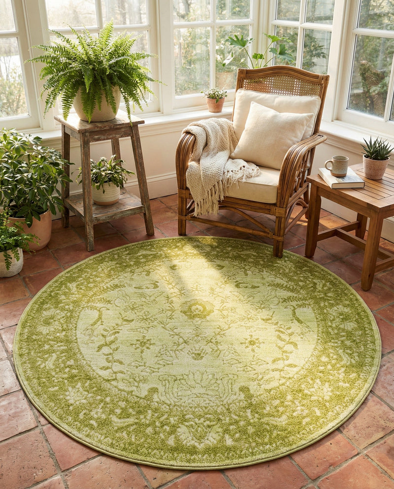 Horizon Collection Area Rug -  Apex (Light Green) Round Light Green  lifestyle 49