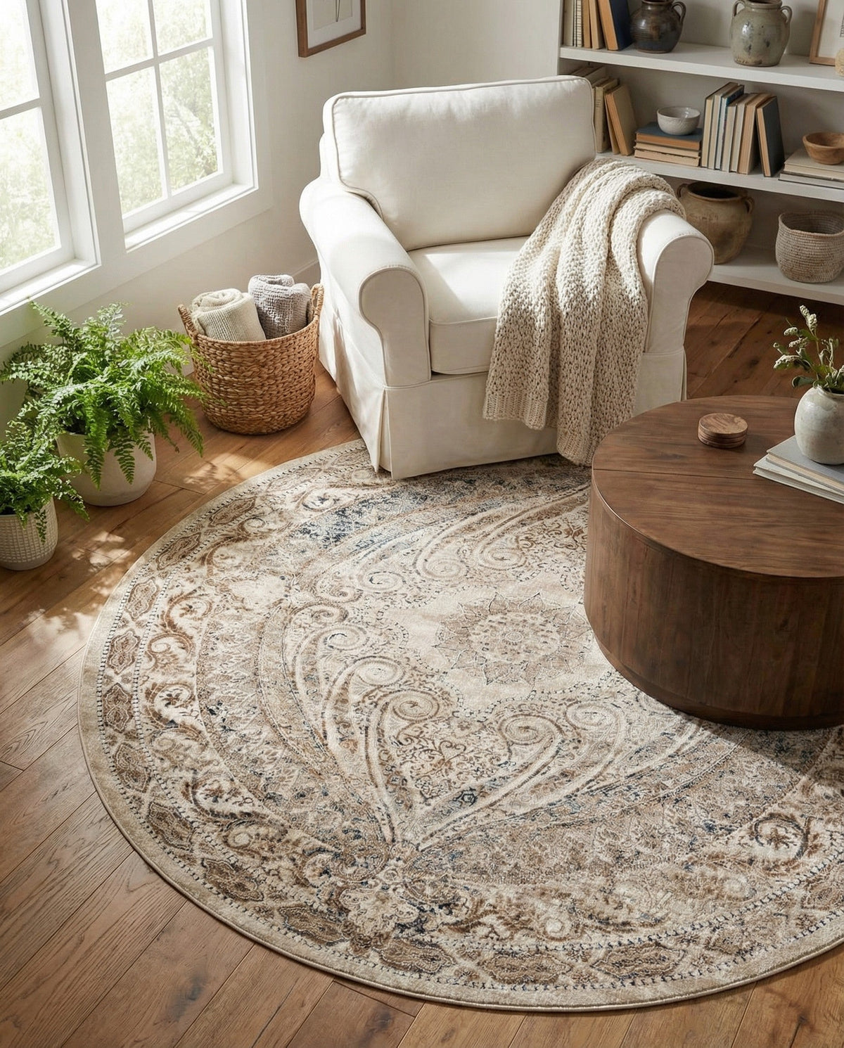Coastal Manor Collection Area Rug -  Seagrove Round Beige  lifestyle 91