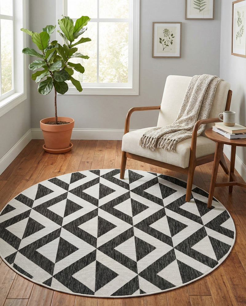 Urban Oasis Rugs Collection Area Rug -  Highrise (Charcoal Gray) Round Charcoal Gray  lifestyle 36