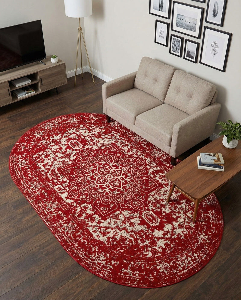 Georgetown Rugs Collection Area Rug - Dupont (Red) Oval Red  lifestyle 51