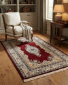 Persian Elegance Collection Area Rug - Isfahan Rectangle Burgundy  lifestyle 11