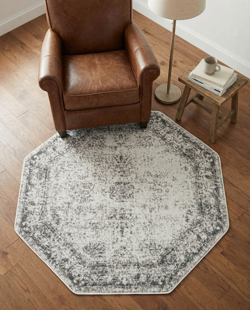 Riviera Elegance Collection Area Rug - Antibes (Gray) Octagon Gray  lifestyle 73
