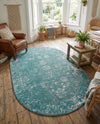 Riviera Elegance Collection Area Rug - Antibes (Turquoise) Oval Turquoise  lifestyle 73