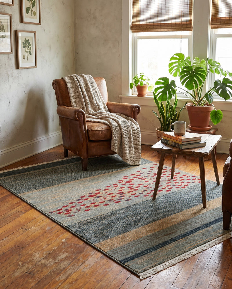 Zagros Oasis Collection Area Rug -  Kermanshah Rectangle Blue  lifestyle 9