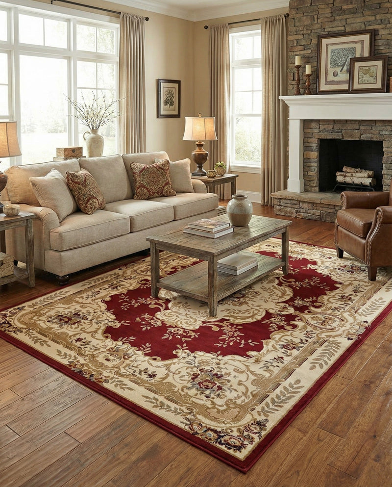 Versailles Elegance Collection Area Rug -  Vincennes Rectangle Red  lifestyle 14