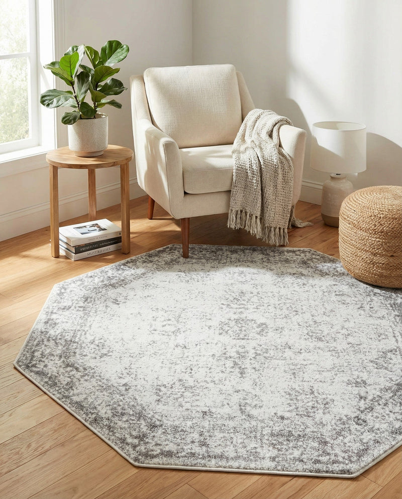 Riviera Elegance Collection Area Rug - Antibes (Gray) Octagon Gray  lifestyle 58