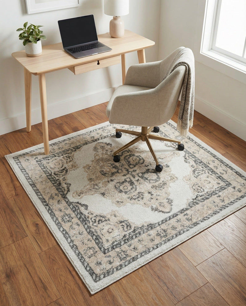 Beverly Grove Collection Area Rug -  Fairfax (Ivory) Square Ivory  lifestyle 74