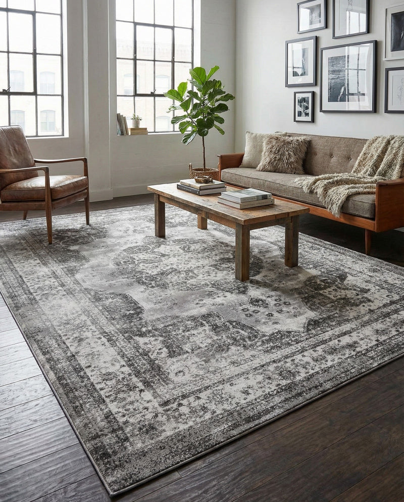 Riviera Elegance Collection Area Rug -  Menton (Gray) Rectangle Gray  lifestyle 15
