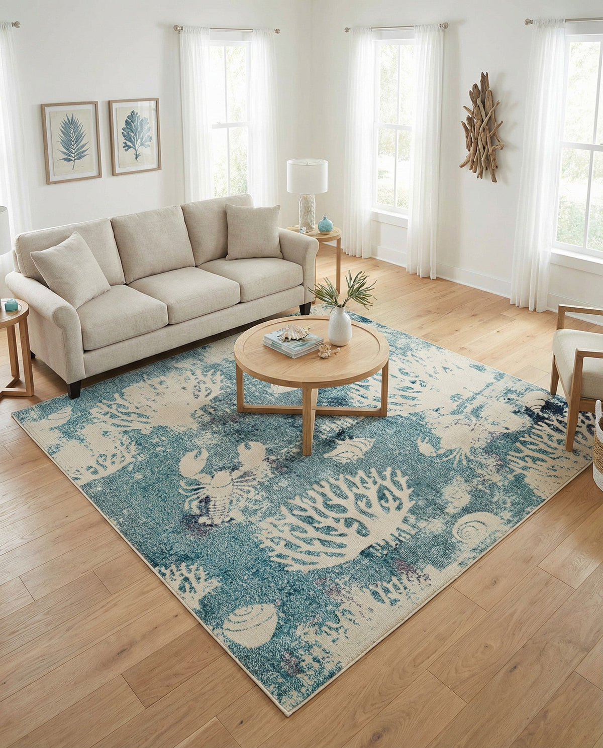 Sorrento Shores Collection Area Rug -  Vico Square Light Blue  lifestyle 117