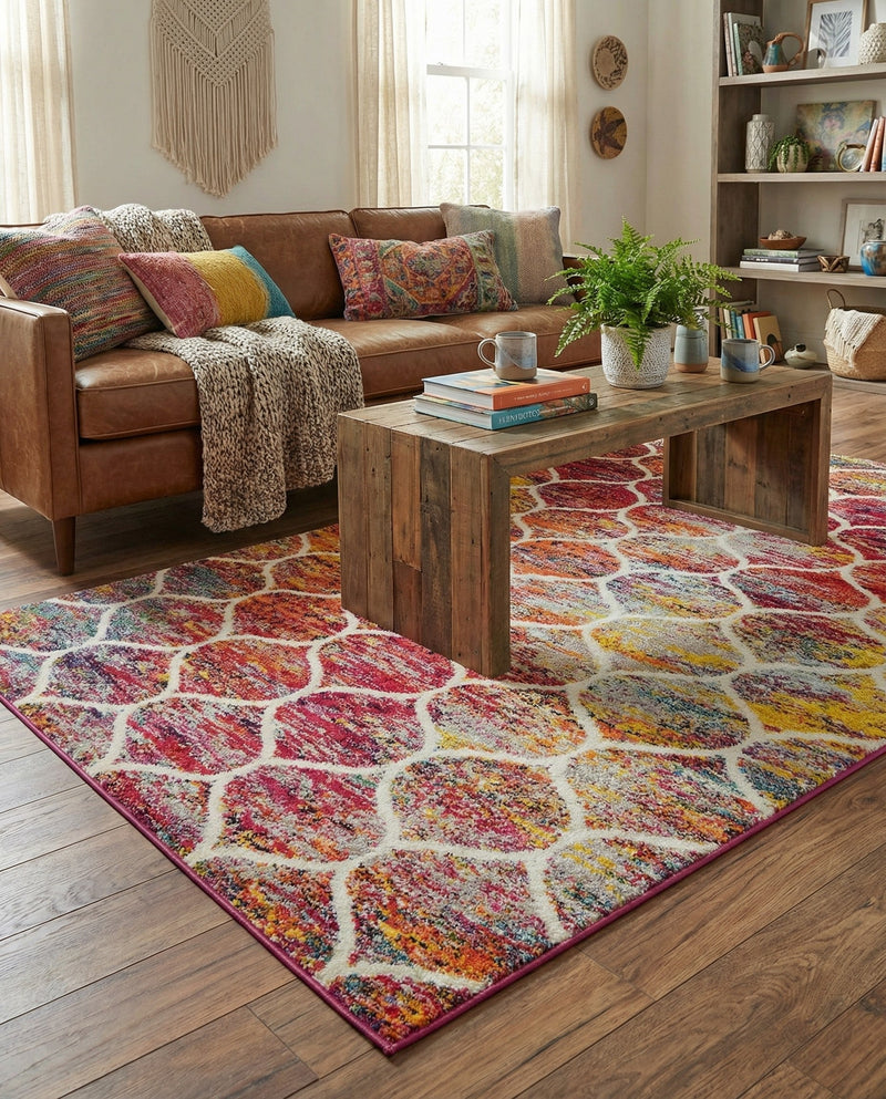 Trellis Mosaic Collection Area Rug -  Pergolatown (Multi) Rectangle Multi  lifestyle 14