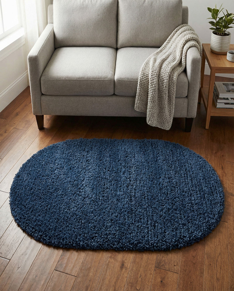 Alpine Plush Collection Area Rug -  Cortina (Marine Blue) Oval Marine Blue  lifestyle 31