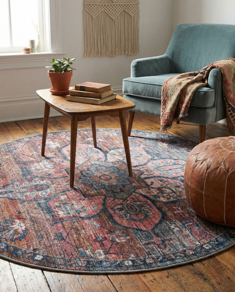 Vintage Memories Collection Area Rug -  Hindsight Round Multi  lifestyle 69