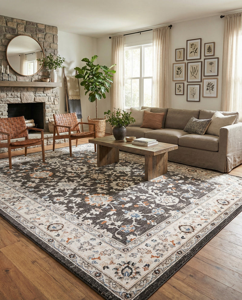 Savannah Elegance Collection Area Rug - Augusta (Fume Gray) Rectangle Fume Gray  lifestyle 13