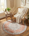 Mykonos Manor Collection Area Rug -  Tinos (Salmon Pink) Round Salmon Pink  lifestyle 74