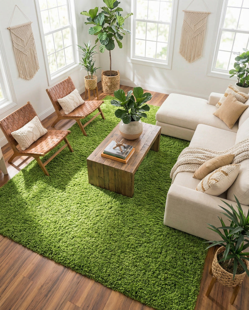 Plush Oasis Collection Area Rug - Serenity (Grass Green) Rectangle Grass Green  lifestyle 27
