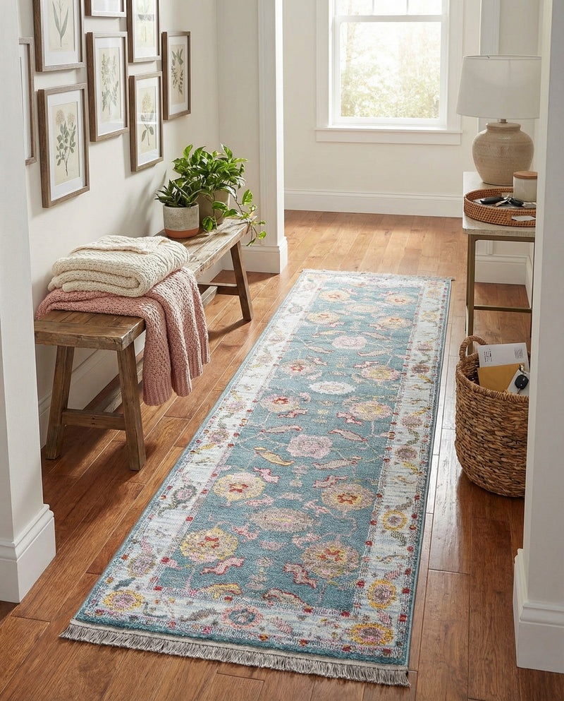 Arcadia Rugs Collection Area Rug - Eden (Gray and Blue) Runner Gray and Blue  lifestyle 64