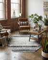 Marrakech Mosaic Collection Area Rug -  Sahara Octagon Black and White  lifestyle 80