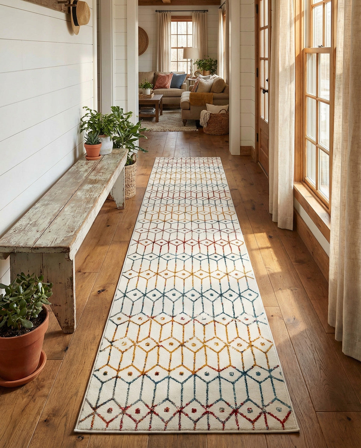 Garden Maze Retreat Collection Area Rug -  Mazeview Runner Multi  lifestyle 89