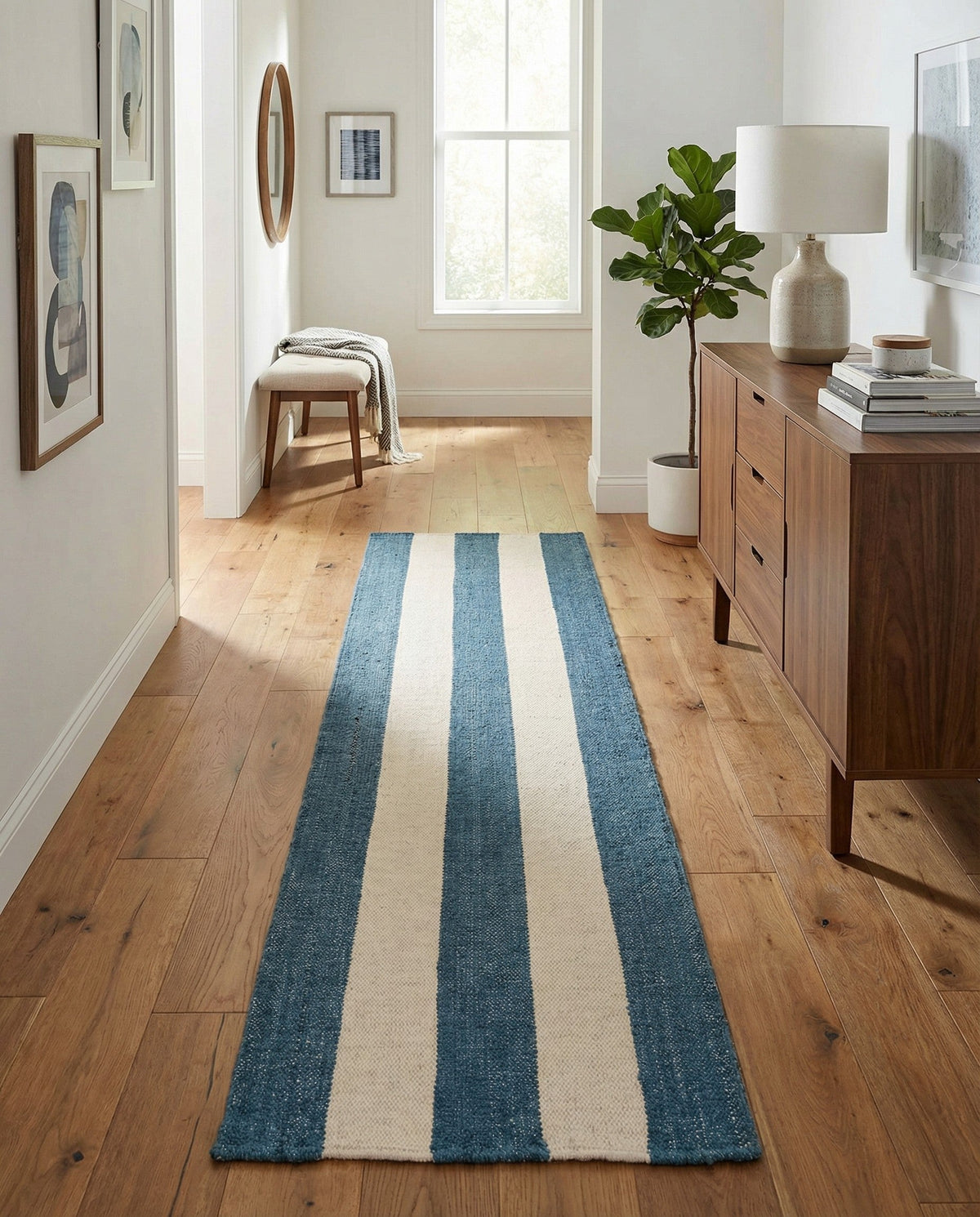 Martha's Vineyard Blueprints Collection Area Rug - Edgartown Runner Sky blue  lifestyle 185