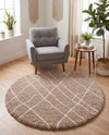 Cozy Haven Shag Collection Area Rug - Serenity (Khaki) Round Khaki  lifestyle 61