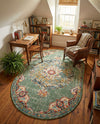 Brighton Terrace Collection Area Rug - Hove (Green) Oval Green  lifestyle 46