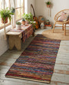 Thar Cotton Collection Area Rug - Alleppey Runner Multi Black  lifestyle 61