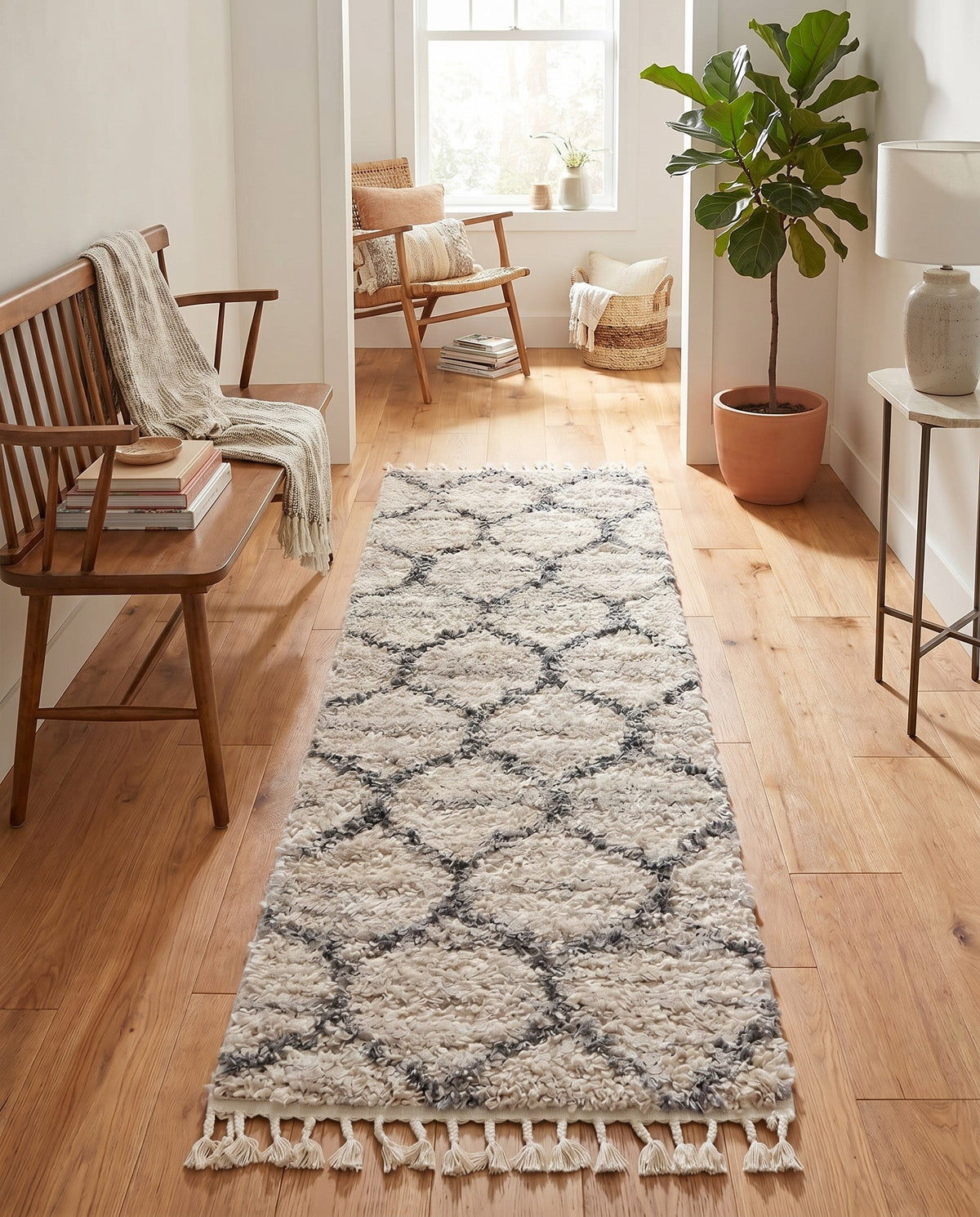 Cozy Cove Shag Collection Area Rug - Marina Runner Beige  lifestyle 205